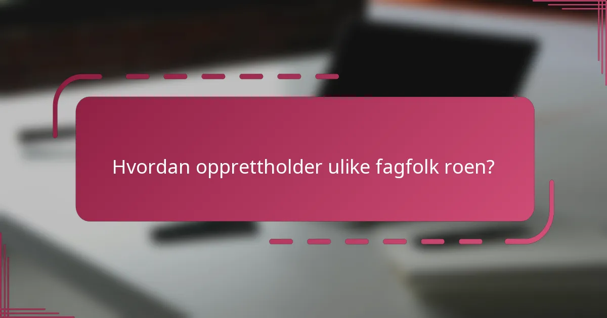 Hvordan opprettholder ulike fagfolk roen?